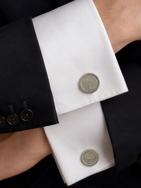 Reworked South Carolina Palmetto & Crescent Cufflinks with Matching Tie Tack Set